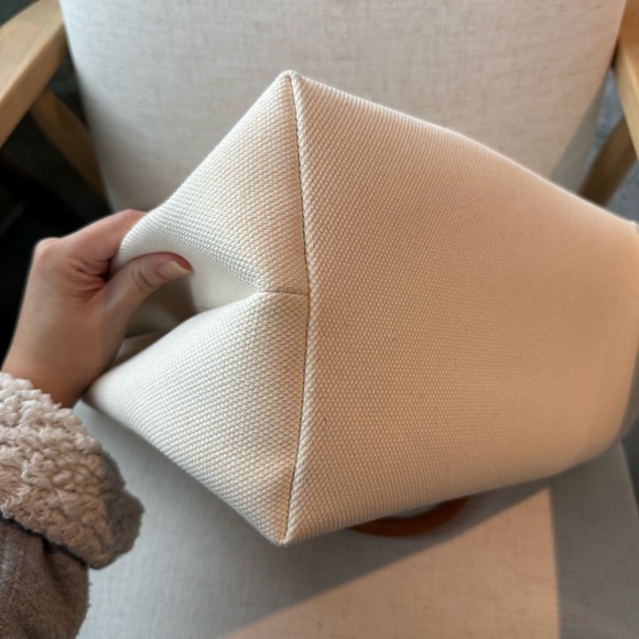 CELINE Horizontal Beige Canvas Calfskin Logo Tote Bag - Picture 10 of 15